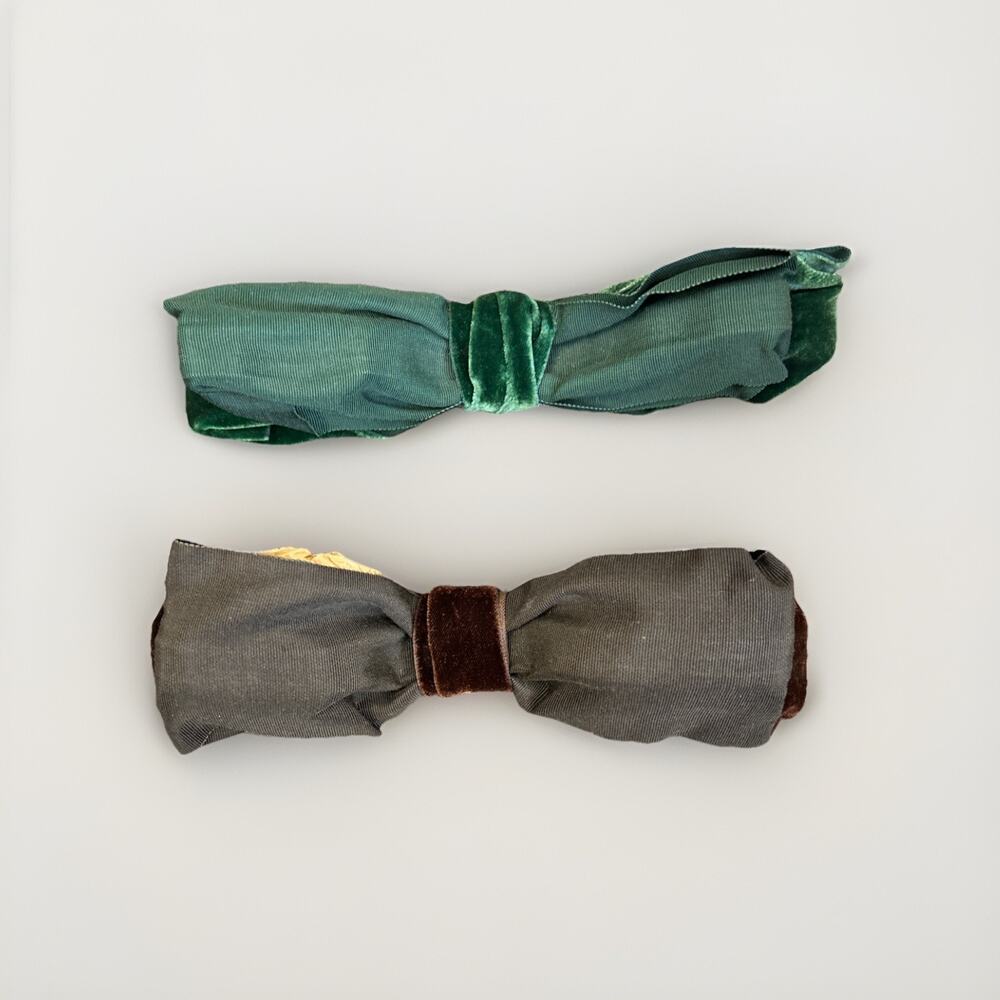Vintage 1950s Bonwit Teller Therese Ahrens Velvet Hair Bow Comb Pair Retro 8.5”